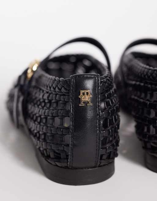 Tommy Hilfiger - Premium - Sorte ballerina-pumps i læderflet, 3 af 4