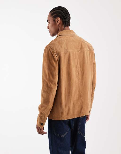 Tommy Hilfiger premium suede chore jacket in tan, 5 of 5