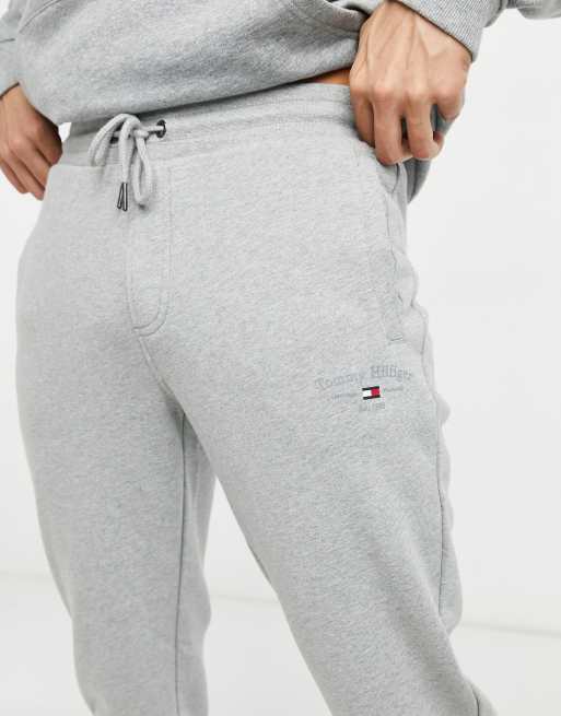 Tommy Hilfiger printed logo cuffed joggers in medium grey heather