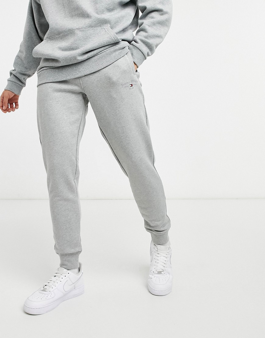 Tommy Hilfiger printed logo cuffed sweatpants in medium gray heather-Grey