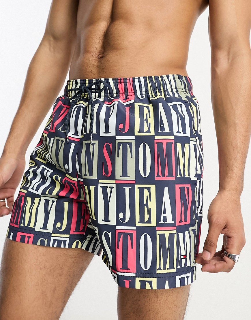 Tommy Hilfiger printed medium drawstring swim shorts in multi
