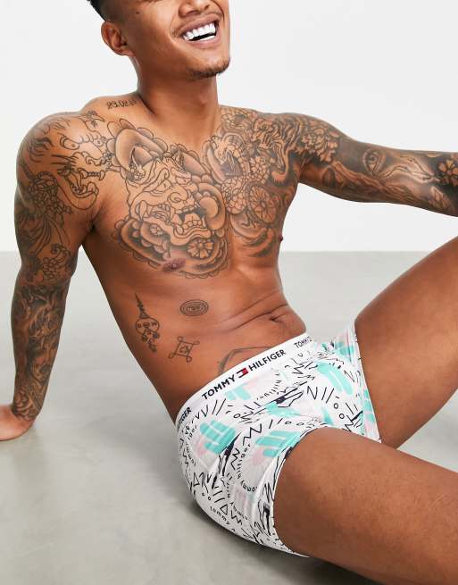 Tommy Hilfiger printed trunks in cactus white