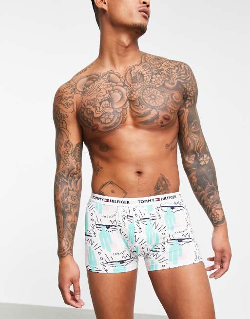 Tommy Hilfiger printed trunks in cactus white