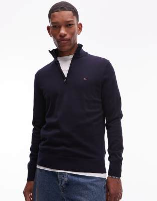 Tommy Hilfiger - Pull à col zippé - Bleu marine