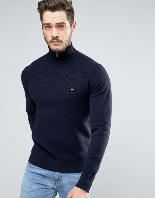 Tommy Hilfiger - Pull col roulé avec logo drapeau brodé - Bleu marine