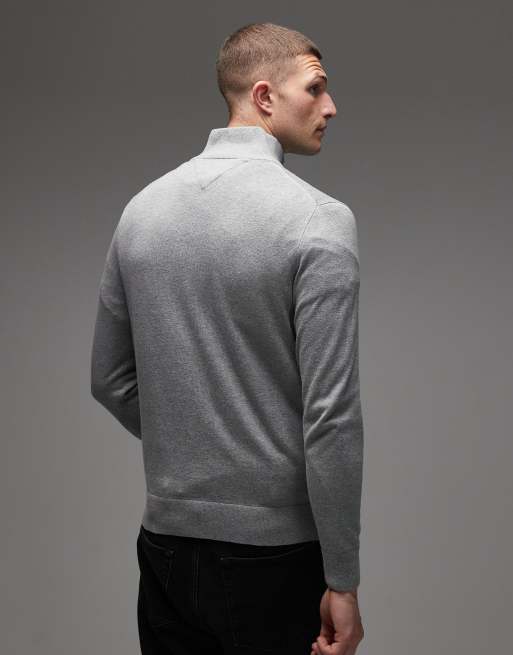 Tommy Hilfiger - Pull basique en coton avec col zippé - Gris, 3 de 5