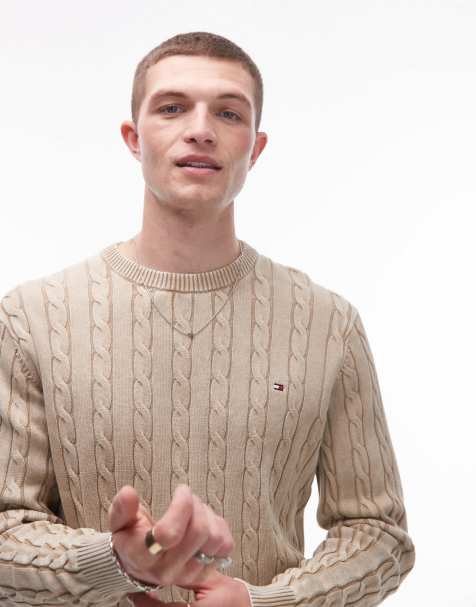 Tommy Hilfiger - Pull en maille torsadée - Bleu clair délavé - view 1