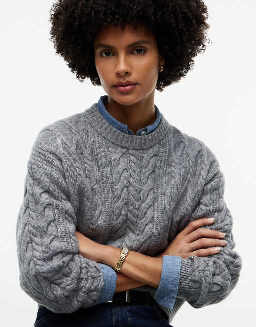Tommy Hilfiger pull en maille torsadée décontracté avec soie gris chiné moyen, 3 de 6