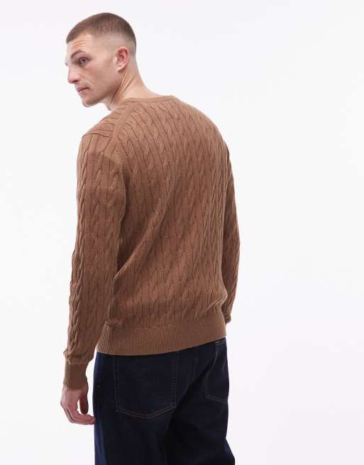 Tommy Hilfiger - Pull en maille torsadée épaisse - Marron, 5 de 5