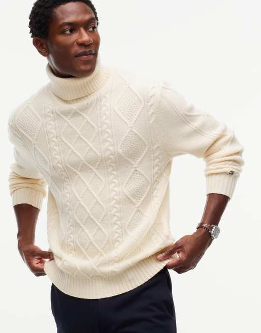 Tommy Hilfiger pull en mélange de laine New york label ivoire pétale, 5 de 7
