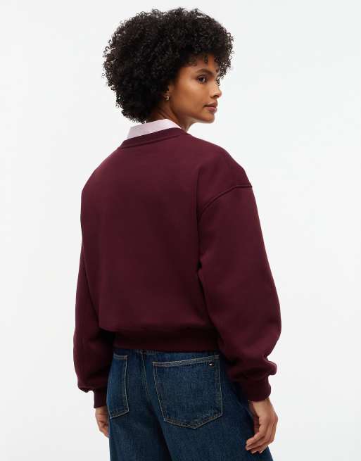 Tommy Hilfiger pull en molleton coupe décontractée à logo brodé en rouge foncé, 4 de 6