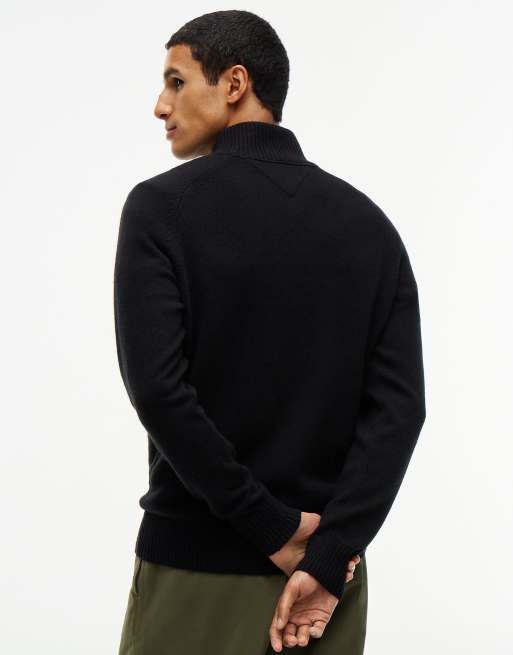 Tommy Hilfiger pull en pure laine d’agneau à demi-zip noir, 4 de 7