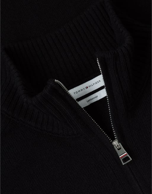 Tommy Hilfiger pull en pure laine d’agneau à demi-zip noir, 7 de 7