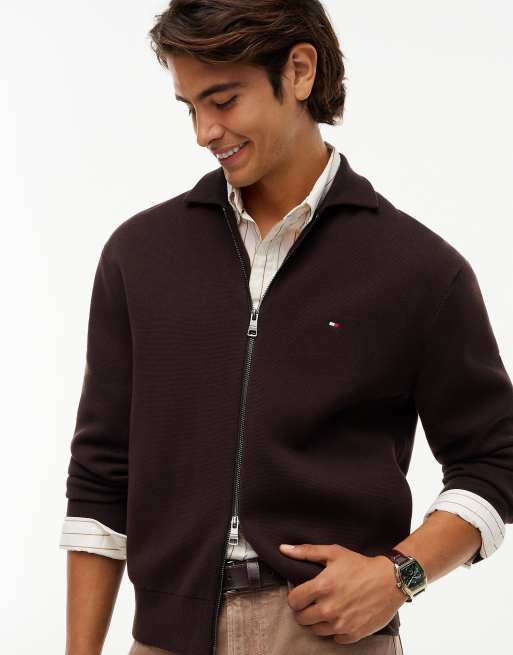 Tommy Hilfiger pull Milano coupe relaxed à col zippé couleur chocolat, 3 de 6