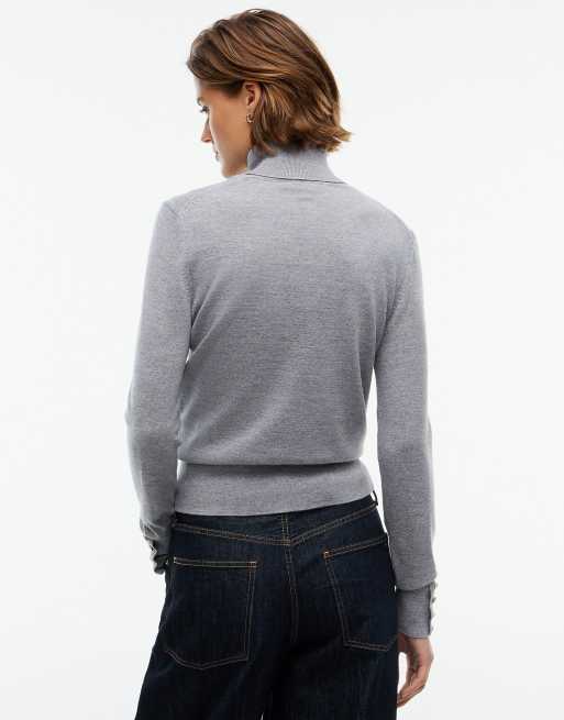 Tommy Hilfiger pull slim à col roulé en pure laine gris chiné moyen, 4 de 6