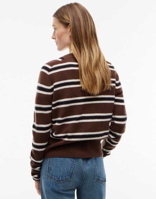 Tommy Hilfiger pull slim en jersey de laine pure multicolore marron, 4 de 6