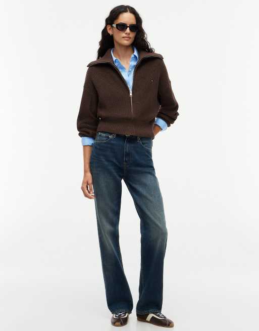 Tommy Hilfiger pull zippé en maille cardigan, coloris noix de muscade grillée chiné, 2 de 6