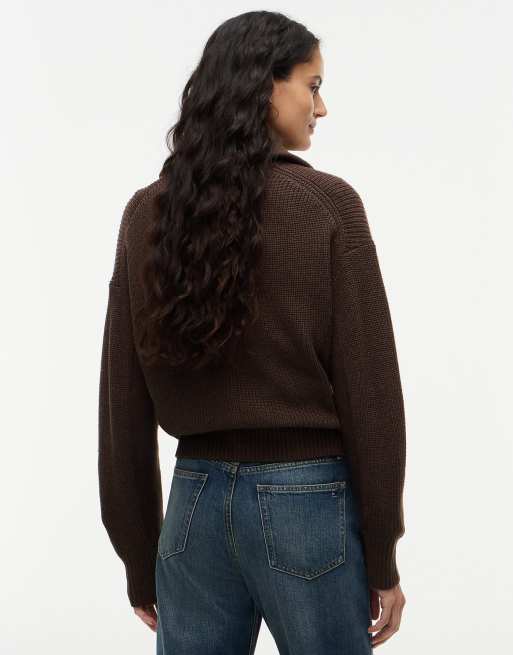 Tommy Hilfiger pull zippé en maille cardigan, coloris noix de muscade grillée chiné, 4 de 6