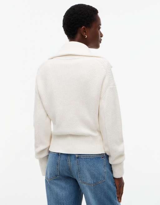 Tommy Hilfiger pull zippé en maille cardigan couleur ivoire pétale, 4 de 6