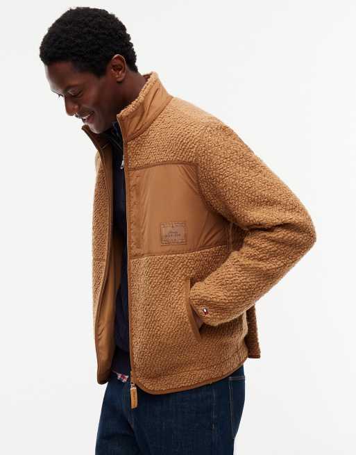 Tommy Hilfiger Pull zippé en maille mélange laine et polaire teddy couleur fauve, 4 de 7