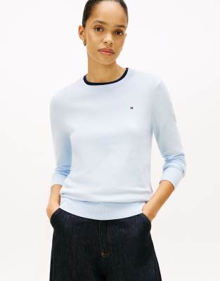Tommy Hilfiger - Pullover aus Jersey in Hellblau mit Rundhalsausschnitt