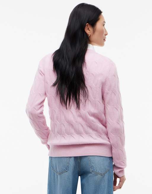 Tommy Hilfiger Pullover aus reiner Wolle mit Zopfmuster in Frosted Rose, 4 von 6