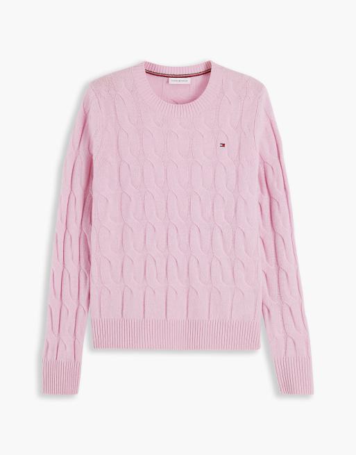 Tommy Hilfiger Pullover aus reiner Wolle mit Zopfmuster in Frosted Rose, 5 von 6