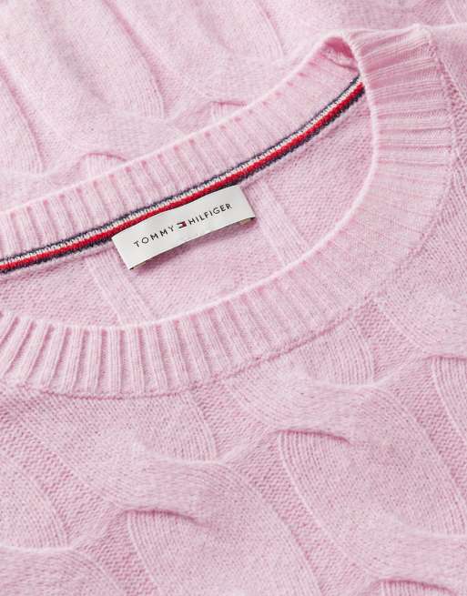 Tommy Hilfiger Pullover aus reiner Wolle mit Zopfmuster in Frosted Rose, 6 von 6