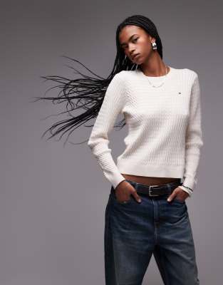 Tommy Hilfiger – Pullover in Beige mit Zopfmuster