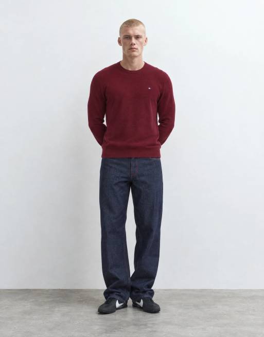 Tommy Hilfiger Pullover mit Flaggenmotiv in Burgunderrot, 6 von 10