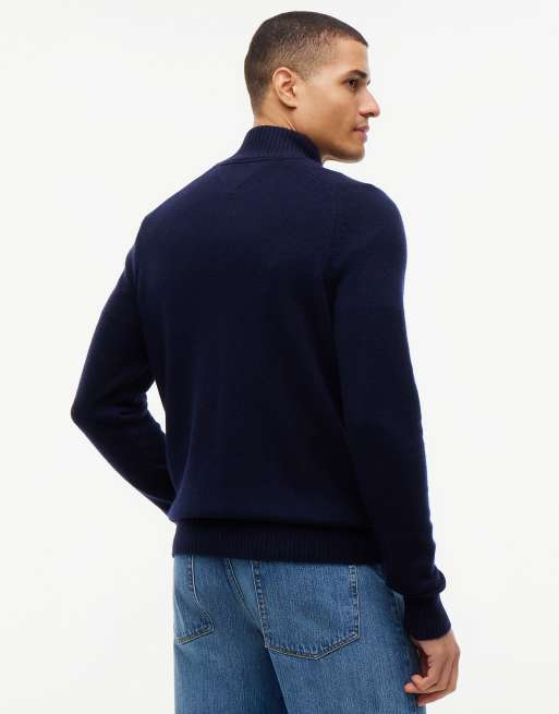 Tommy Hilfiger Pure lambswool quarter-zip jumper in navy blue, 5 of 7