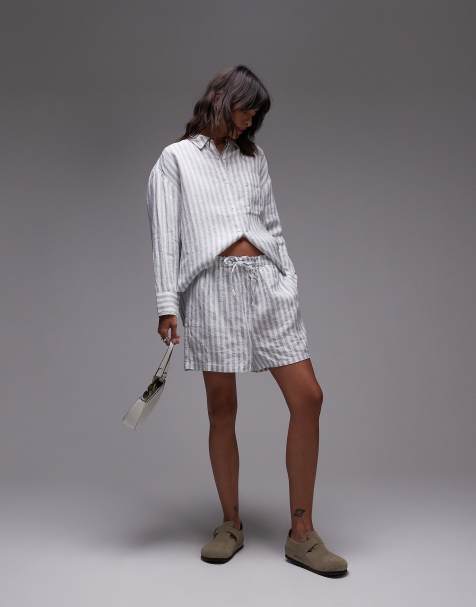 Tommy Hilfiger Pure linen wide leg shorts in beige