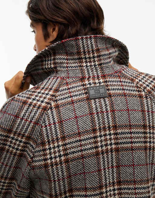 Tommy Hilfiger Pure wool check single breasted coat in brown glenn check, 3 of 7