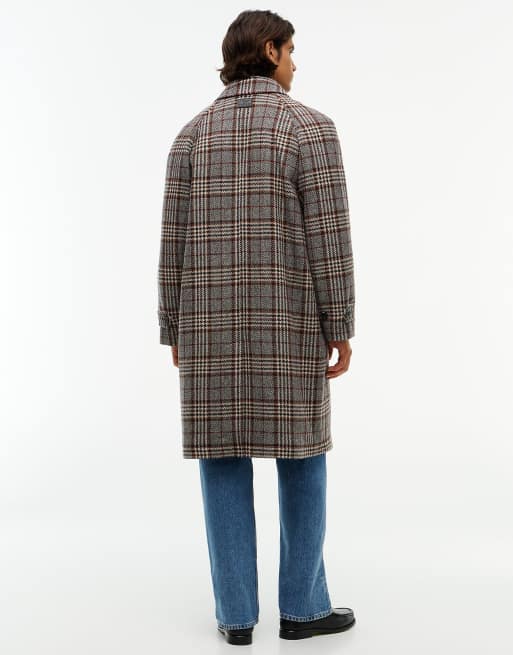 Tommy Hilfiger Pure wool check single breasted coat in brown glenn check, 5 of 7