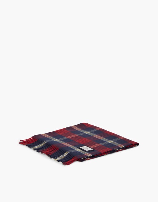 Tommy Hilfiger Pure wool jacquard check scarf in multi blue, 3 of 4