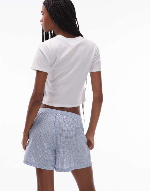 Tommy Hilfiger – Pyjama-Boxershorts aus Popeline in Blau mit Vichy-Karo, 3 von 4