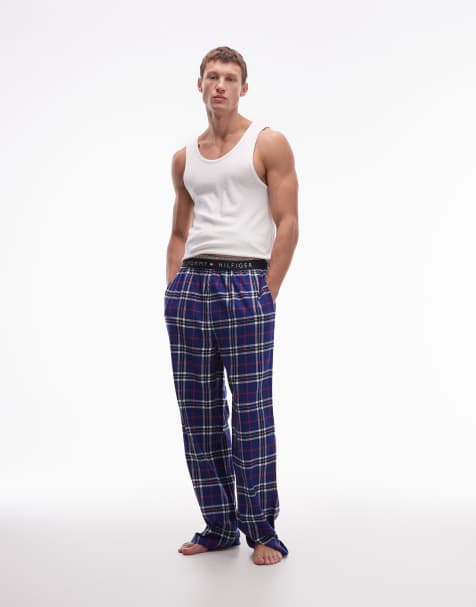 Tommy Hilfiger – Pyjama-Hose aus Flanell in kariertem Blau - view 1
