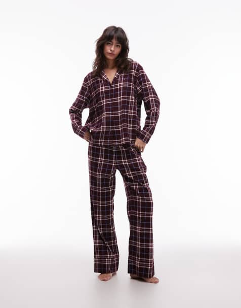 Tommy hilfiger pyjama shirt and bottoms gift set in red tartan - view 1