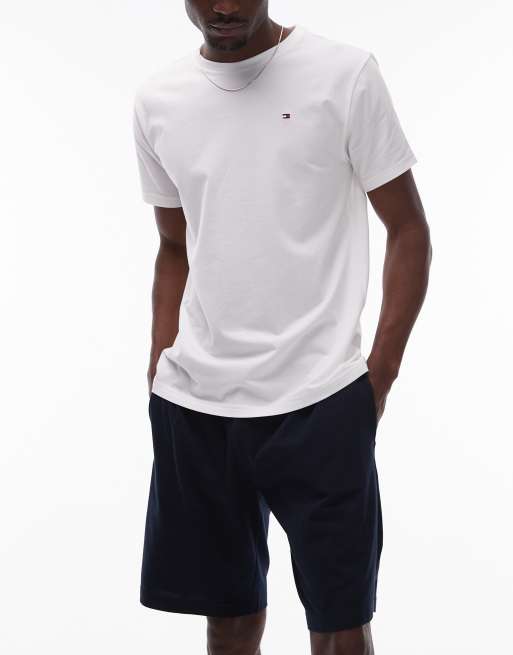 Tommy Hilfiger pyjama t-shirt and shorts set in white/navy
