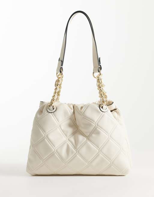 Tommy Hilfiger quilted mini tote bag with chain strap in cream, 4 of 4