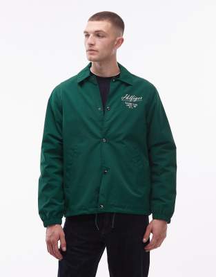 Tommy Hilfiger Racing Style Coach Collared Jacket In Green