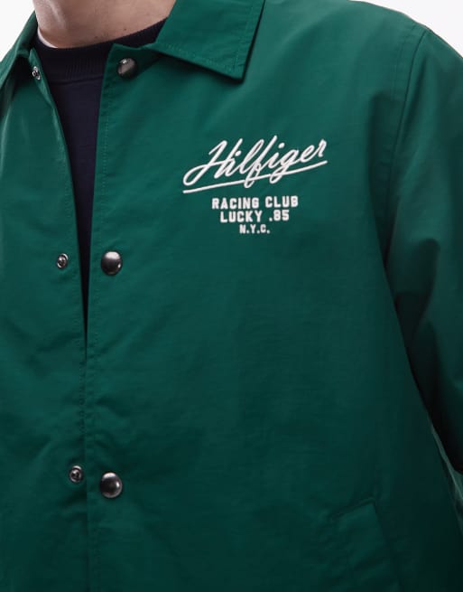Tommy Hilfiger Racing style coach collared jacket in green | ASOS