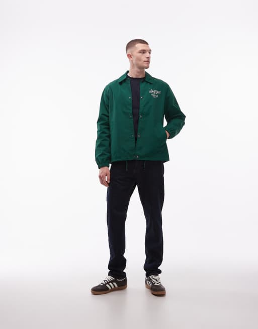 Tommy Hilfiger Racing style coach collared jacket in green | ASOS