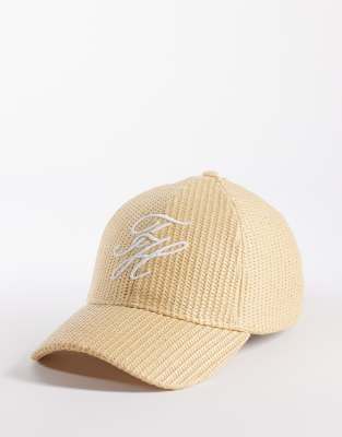 Tommy Hilfiger Raffia Script Logo Cap In Pink