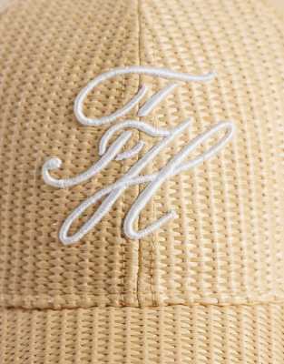 Tommy Hilfiger Raffia Script Logo Cap In Pink