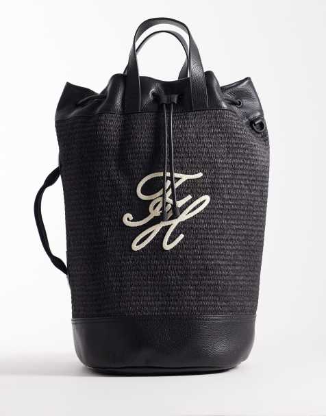 Tommy Hilfiger raffia sling bag in black - view 1