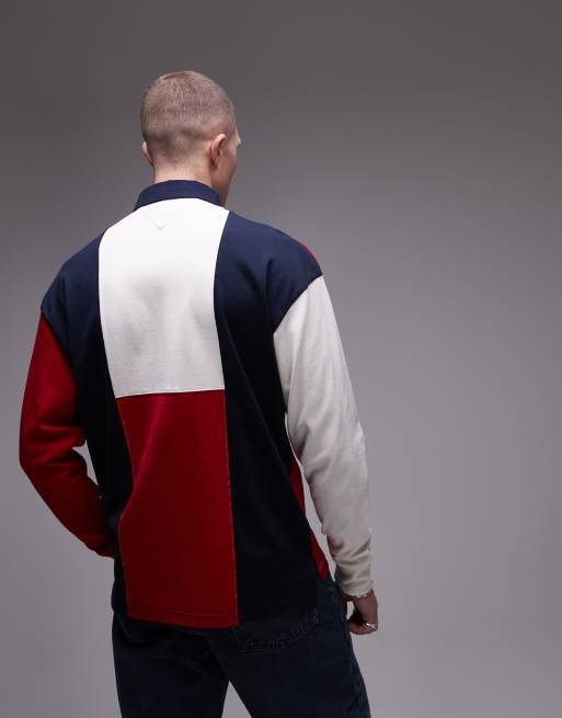 Tommy Hilfiger - Rød rugby-skjorte med flaglogo i amerikansk stil, 3 af 4