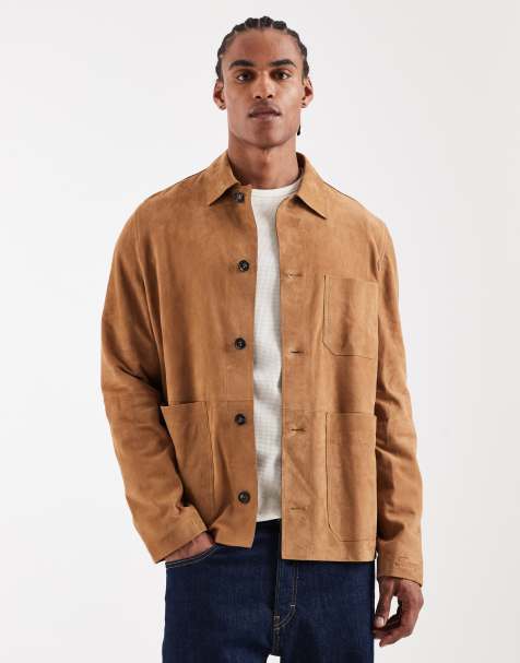 Tommy Hilfiger real suede chore jacket in tan - view 1