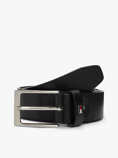 Tommy Hilfiger Rectangular buckle adjustable leather belt in black - view 1