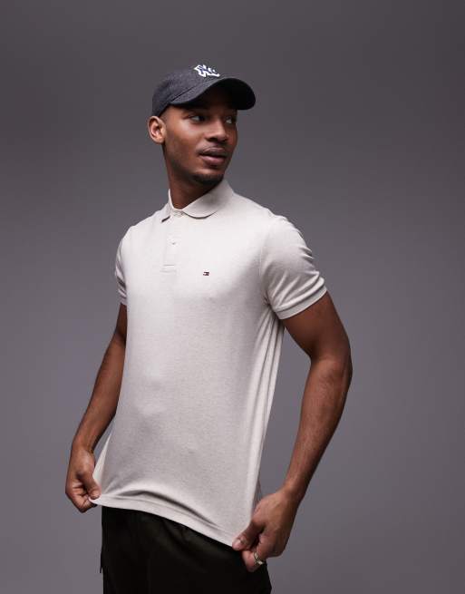 Tommy Hilfiger regular cotton polo shirt in beige heather, 2 of 4